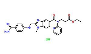 N-[[2-[[[[4-(Aminoiminometyyli)fenyyli]amino]metyyli]-1-metyyli-1H-bentsimidatsoli-5-yyli]karbonyyli]-N-(2-pyridinyyli)-beeta-alaniini etyyliesterkloridi kloorivety CAS 211914-50-0