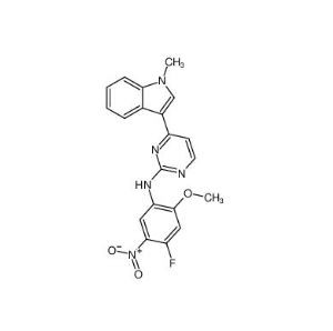 N- (4-fluori-2-metoksi-5-nitrofenyyli) -4- (1-metyyliindol-3-yyli) pyrimidin-2-amiini CAS-Numero: 1421372-94-2