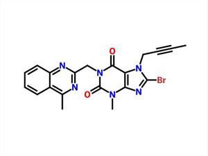 8-bromo-7-mutta-2-ynyyli-3-metyyli-1-[(4-metyylikvinatsoliini-2-yyli)metyyli]puriini-2,6-dioni CAS 853029-57-9