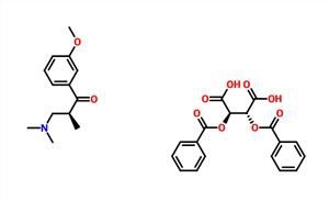 (S) -3- (dimetyyliamino) -1- (3-metoksifenyyli) -2-metyylipropan-1-oni (2R, 3R) -O, O'-dibentsoyylistartraatti CAS 850222-41-2